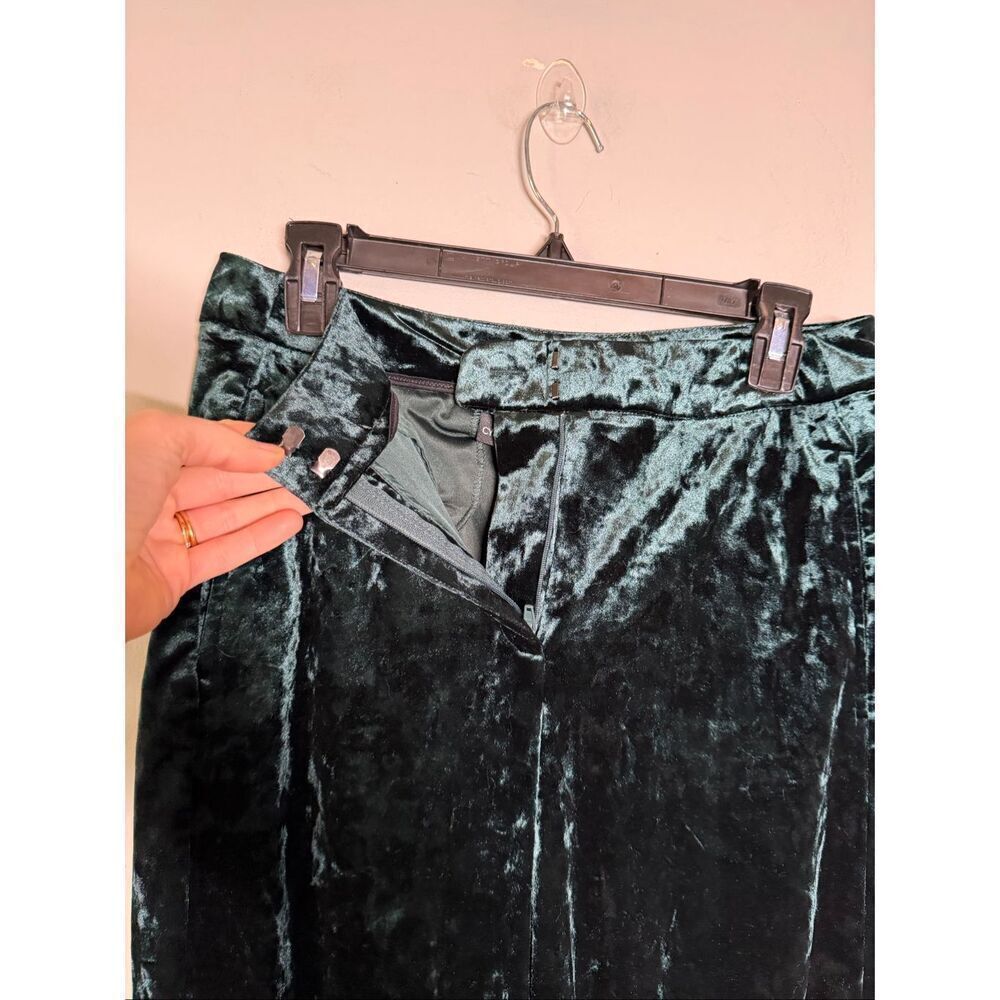 Cynthia Rowley emerald green velvet velour wide leg dress pants trousers - Picture 3 of 7